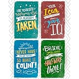 Throwback Traits Kids Room Posters with Inspirational Motivational Phrases, Great as Gift for Boys or Teens. Wall Art Decor with Quotes for Room or Classroom Posters
