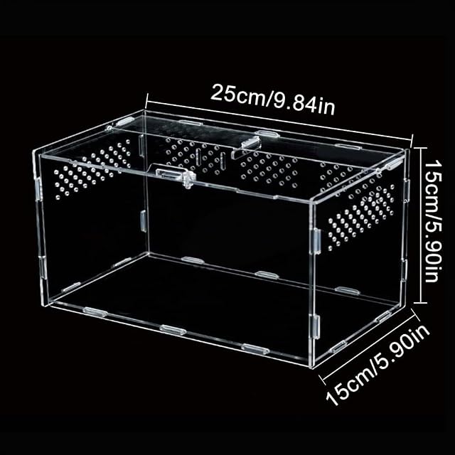 Foto 4 de 8 de Alimentación para Reptiles, Caja Transparente Cultivo Reptiles, Acrílico, Antiescape, Terrario, Terrario