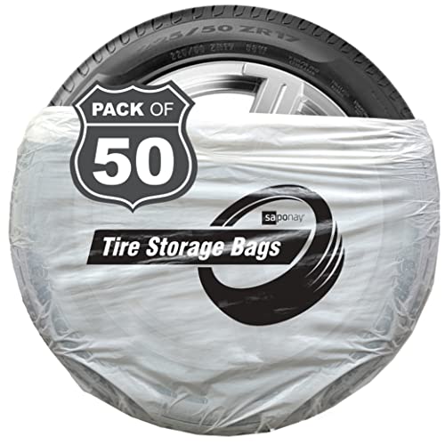 Saponay Tire Storage Bags 50 Piece, 41.3 X 25.6 Inch, Double Layer Heavy Duty Polyethylene Bags For Tire Shops, Summer And Winter Tire Cover Bag For Cars Jeeps And Suvs #TOP9
