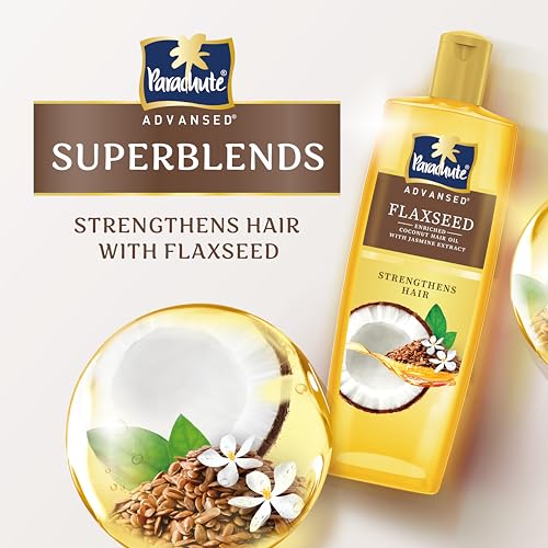 Image of Parachute Advansed Flaxseed Enriched Coconut Hair Oil for Stronger, Smoother Hair | Up to 10x Less Breakage| 2x Softer Hair | Deep Nourishment with Jasmine Extract, 300ml