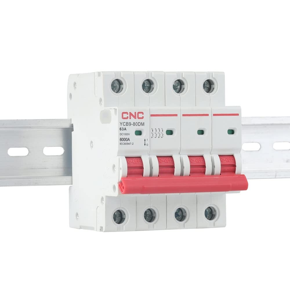 Przełącznik różnicowy, przełącznik magnetoter 4P DC używany do systemu fotowoltaicznego Ochrona bezpieczeństwa 6 kA DC 1000 V (rozmiar: 4, kolor: 50A)