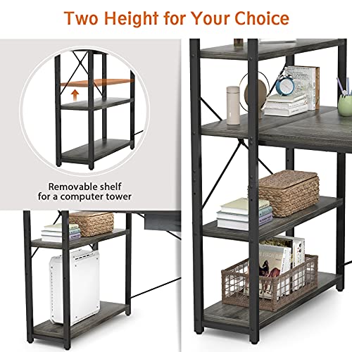 Armocity Computer Desk With Storage Shelves 47 Inch Desk With Storage Drawers 2 Person Desk With Reversible Bookshelves Study Writing Table For Home Office Workstation Bedroom Small Space thumb #2