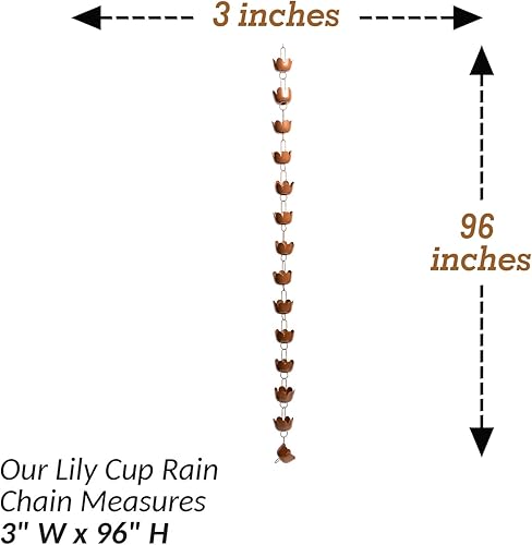 Miniatura 7 de Happy Gardens Cadena de lluvia de flor de cobre - Lily Cup Cadenas de lluvia de cobre simuladas para bajantes
