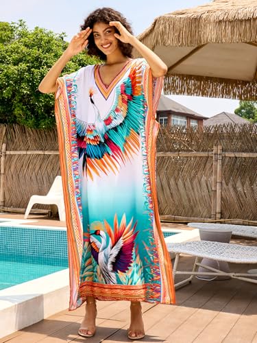 Image of NFVNKJ Women's Plus Size Beach Lounge Kaftan Maxi Dress Swimsuit Coverup for Women