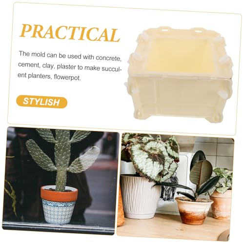 Moule à pot de fleurs carré BESPORTBLE en plastique réutilisable pour ciment
