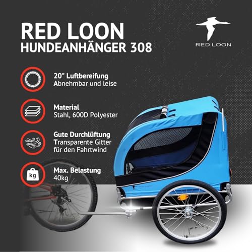 Hundeanhänger für Fahrrad - Fahrradanhänger für Hunde - Radanhänger - Hundefahrradanhänger e-Bike - blau bis 40kg