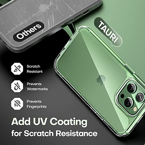 Tauri 5 In 1 Designed For Iphone 13 Pro Max Phone Case, With 2 Tempered Glass Screen Protector + 2 Camera Lens Protector, [Not-Yellowing] Shockproof Slim Cover Military Grade Drop Protection - Clear #TOP6