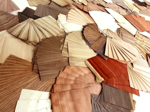 Ca. 8m2 - Insgesamt 3kg! * FURNIER SET BASTELSET * Viele verschiedene Holzarten! Z.B Eiche, Nussbaum, Ahorn, Kirsche, Makassar, u.v.m.! Restauration, Intarsien, Modellbau, Möbel, Geschenk