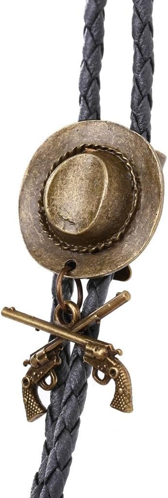 Jeilwiy Bolo Tie for Men Western Cowboy Tie Necklace Gold Bolo Tie Leather Necktie Halloween Tie Accessories for Women - Image 2