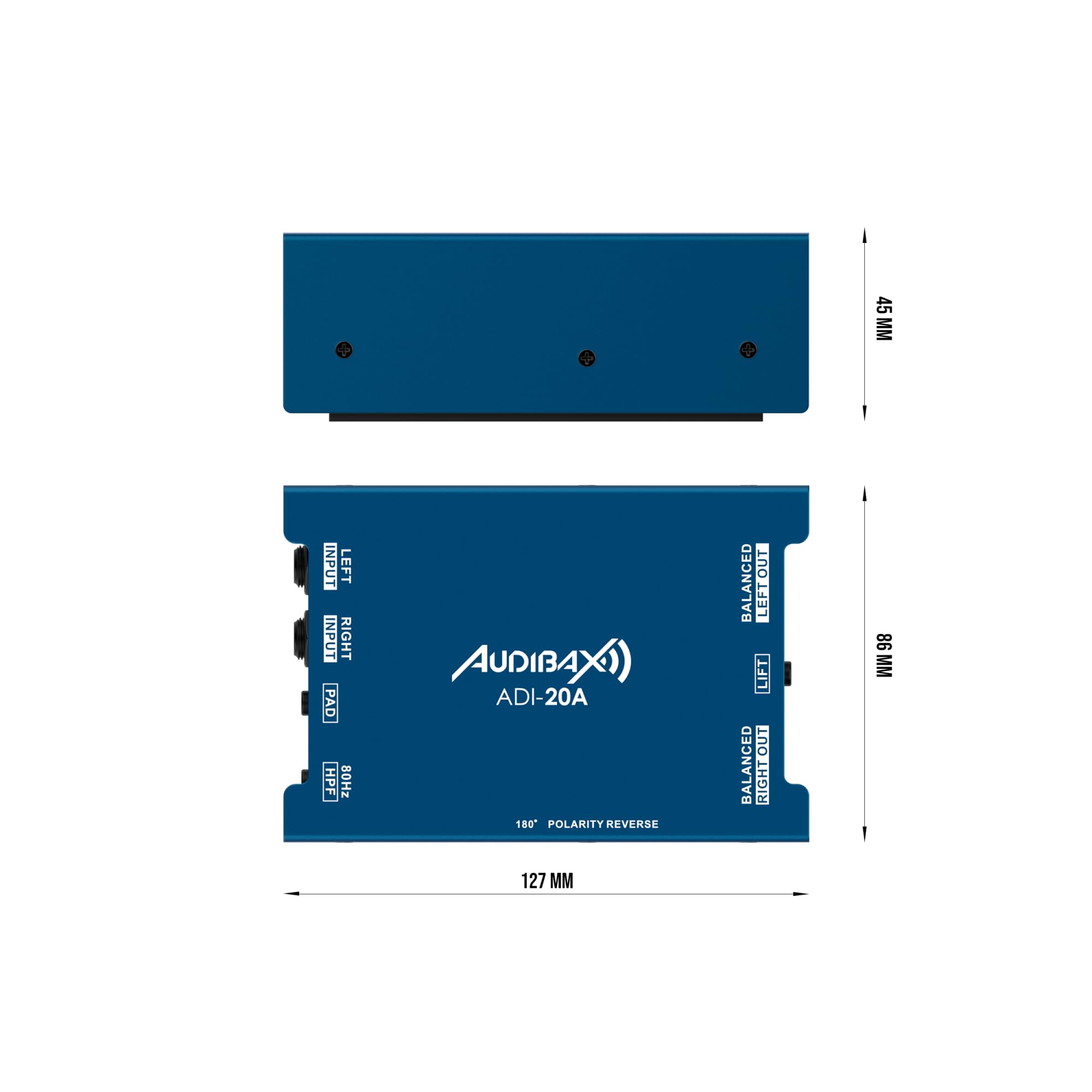Audibax ADI-20A Caja DI Activa 48V con Alimentación Phantom