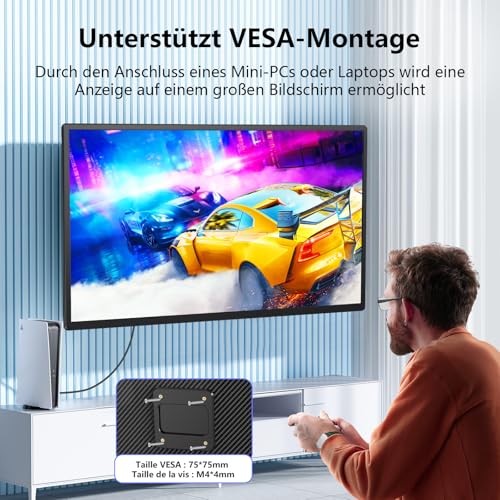 23,8'' Portable Monitor, 100Hz Tragbarer Monitor mit Kickstand, Laptop Monitor Erweiterung mit Lautsprechern, Großer Gaming Monitor IPS Display für Laptop/PC/Mac- VESA USB-C & HDMI Anschluss 6