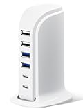 USB Charger, Charging Station for Multiple Devices 45W, Fast Charging Blocks with Dual Type C Ports, 4 USB Charging Hub Organizer Multiport for iPhone, Ipad, Smartphones, Travel Accessories