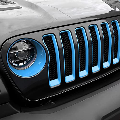 Image of CheroCar for JL Mesh Grille Grill Insert & Headlight Turn Light Cover Trim Exterior Accessories for Jeep Wrangler JL JLU 2018-2026 & Gladiator JT 2020-2026