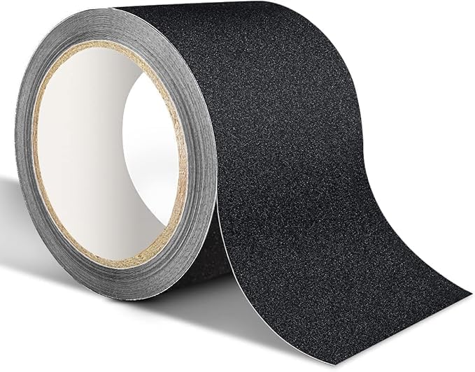 XFXIA Anti Slip Grip Tape Non Skid Strip Tape High Traction Grip Tape Strong Grip Abrasive Residue Free Adhesive for Stairs Tread Steps Ramps Indoor Outdoor (Black, 15CM*10M)