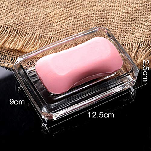 Luzen 1Pc Rectangle Glass Soap Dish Bar Soap Holder Soap Saver Tray Soap Case Soap Box Holder For Shower Bathroom Kitchen thumb #4