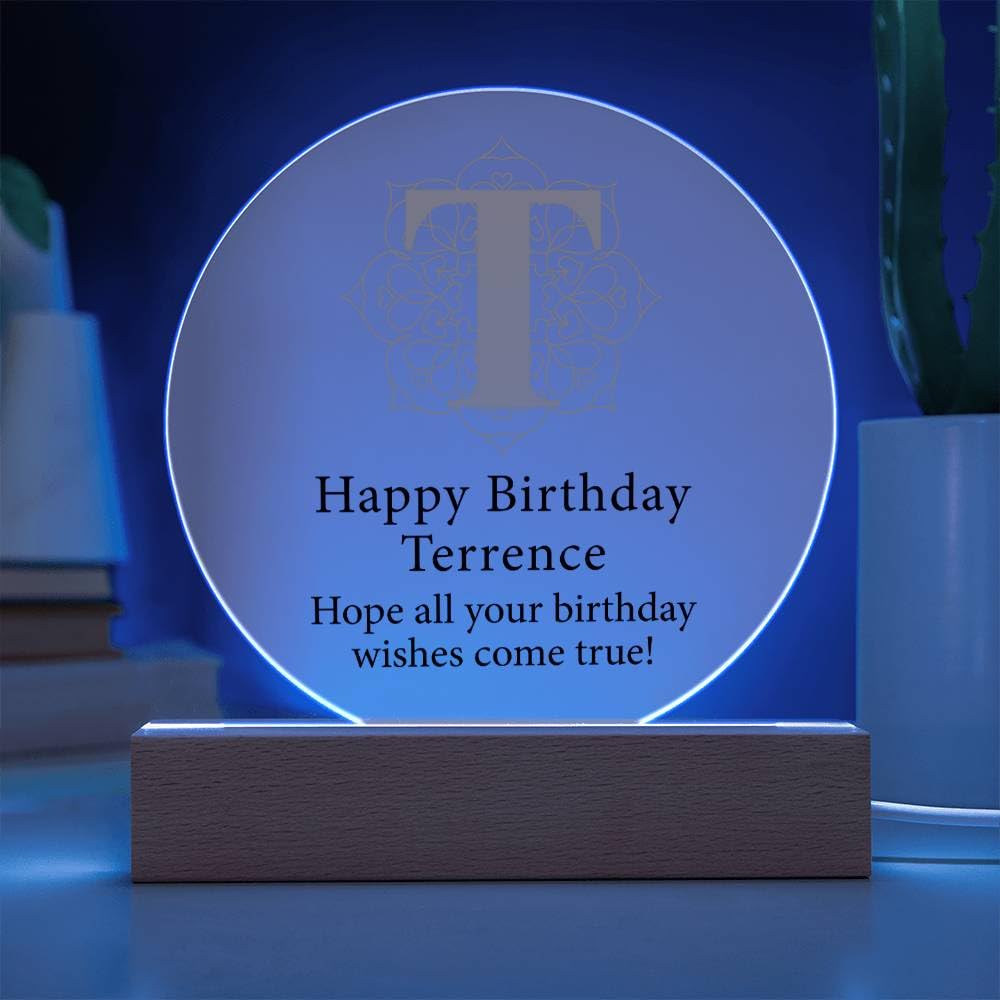 Amazon.com: Happy Birthday Terrence v01 - Circle Acrylic Plaque