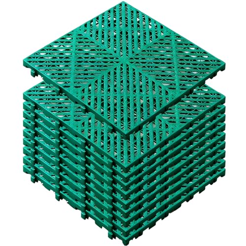Caillebotis Plastique, Palette Plastique, Haute Résistance, Matériau PP, Assemblage Possible de Dimensions Identiques, 40 × 40 Cm(Green,40x40x3CM/16x16x1IN)