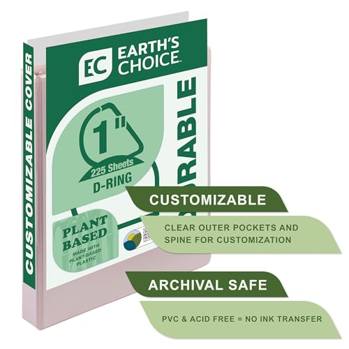Image of Samsill Plant Based Durable D-Ring Binders - 0.5 Inch 3 Ring Binder with 125 Sheet Capacity, Eco Friendly School and Office Supplies (Single, Rose)