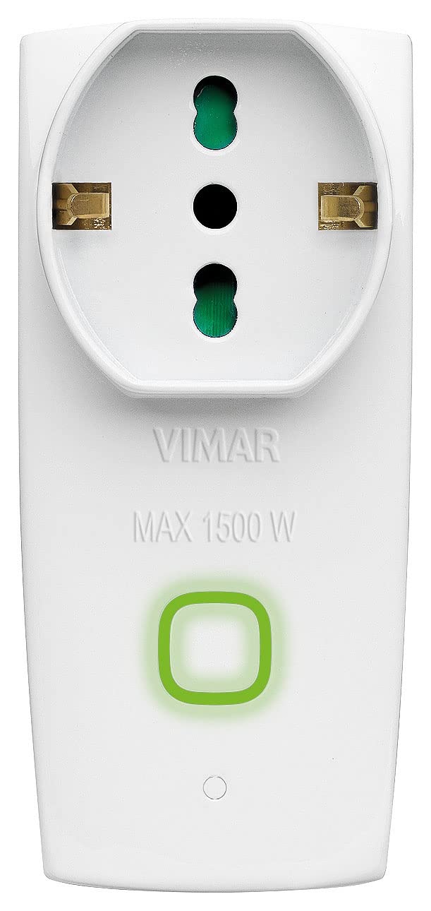 VIMAR Presa intelligente WiFi 00335.B, adattatore multiplo compatibile con Alexa e Google home, spina 16A, presa universale da 16A, comando vocale e telecomando con App View, Bianco (Confezione da 2)