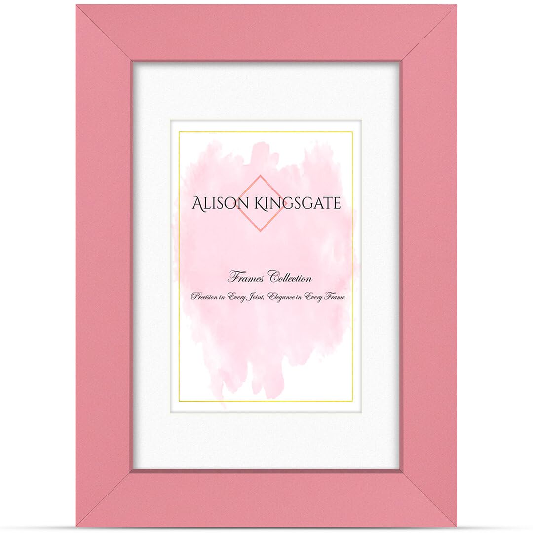 Alison Kingsgate 10x8 Pink Picture Frame with 8x6 Mount - Engineered Wood Photo Frame with Precision Cut Cardboard Mount - Ideal for Posters -Sizes & Colours Available — image 1