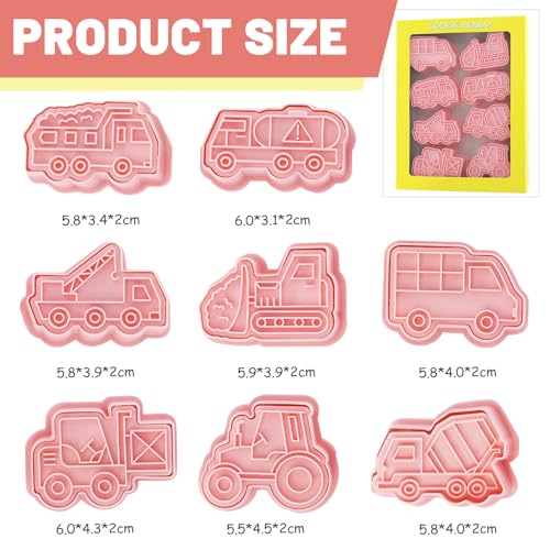 Miniatura 2 de Honicemar Moldes Para Galletas 8 Piezas Moldes Galletas De Transporte Vehículos Cartoon 3d Cortadores Galletas Plástico, Para Cookie Dulces Decoración De Pasteles