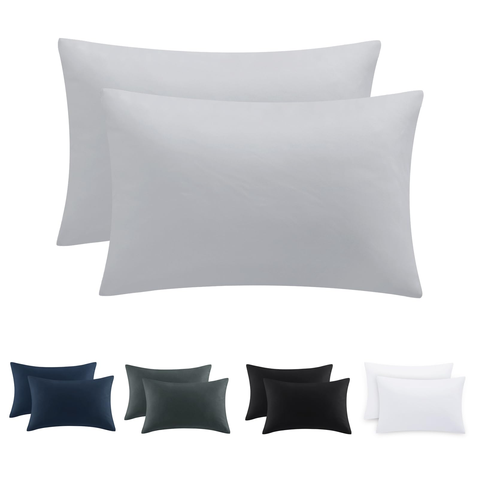 Tifschlaf Pillow Cases 2 Pack, Light Grey Pillowcases Plain Pack of 2