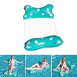 DazSpirit Aufblasbares Schwimmbett, WasserHängematte, 4-in-1Loungesessel Pool luftmatratze, Pool aufblasbare schwimmende hängematte, tragbarer schwimmmatte, für Erwachsene & Kinder (Blaue Schleife)