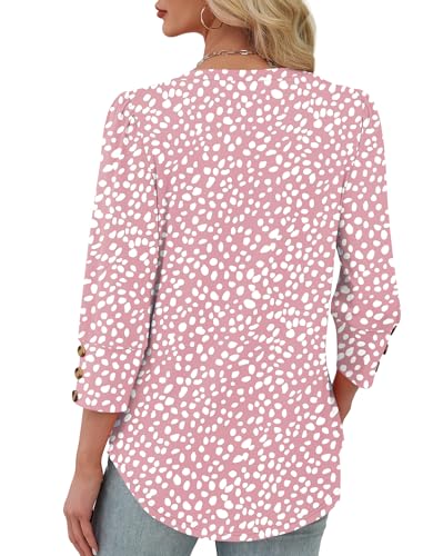 xieerduo womens 34 sleeve tops with buttons v-neck summer outfits casual blouses shirts beach vacation fall clothes 2025