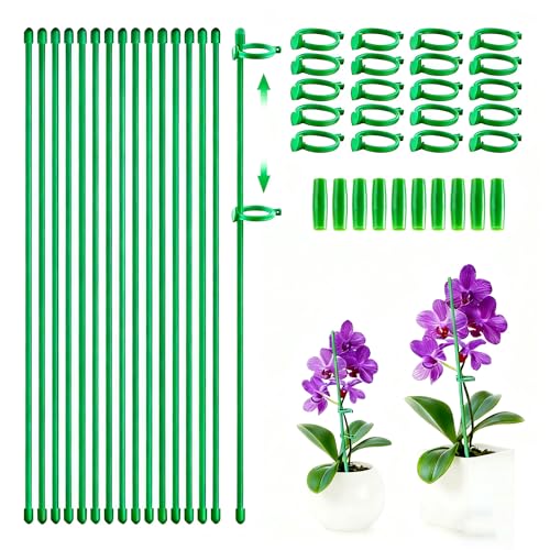 Tuteurs pour Plantes,20 Pièces Tuteur Plante Interieur,20 Tiges de Plantes Clips,10 Tiges Tube d'extension, Attache Plante, Tuteur Orchidee, Fixation de Croissance des...