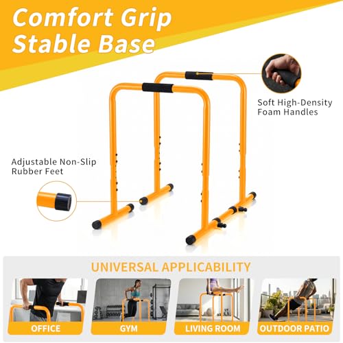 Image of NEWBULIG Dip Bar Station, Adjustable Parallel Parallettes Bar with Soft High-Density Foam Handles, Heavy Duty Dip Stands Workout Equipment for Home, Gym, Patio, Office