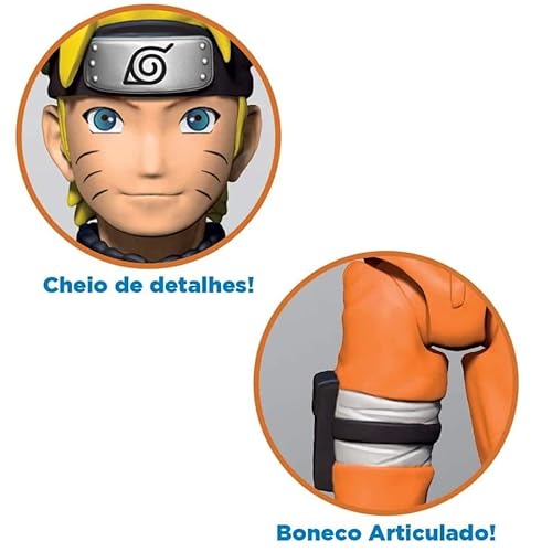 Elka Boneco Naruto Uzumaki - Naruto Shippuden, Boneco laranja c/preto cabelo amarelo