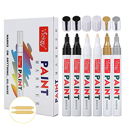 Paint Pens for Rock Painting-Stone, Ceramic, Metal, Glass, Wood, Set of 6 Medium Tip Paint Markers High Volume Ink Water Resistant for DIY Craft Quick Drying with 2 Extra Chisel Tips (BWGS) Paint Pens for Rock Painting-Stone, Ceramic, Metal, Glass, Wood, Set of 6 Medium Tip Paint Markers High Volume Ink Water Resistant for DIY Craft Quick Drying with 2 Extra Chisel Tips (BWGS)