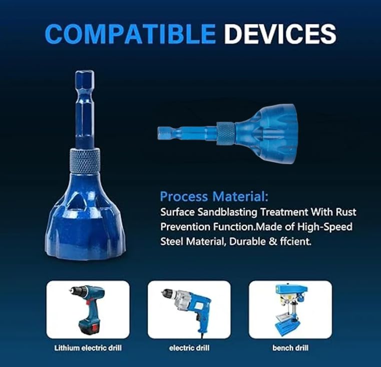 Utensile Per Sbavatura E Smussatura Esterna – Per Diametri 3-19 Mm, Con 3 Lame HSS E Codolo Esagonale 1/4'', Per Metallo E Plastica