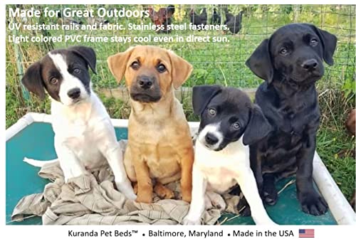 Kuranda Elevated Outdoor Bed - Almond Pvc - Large - 40" X 25" - Ballistic - Smoke #TOP6