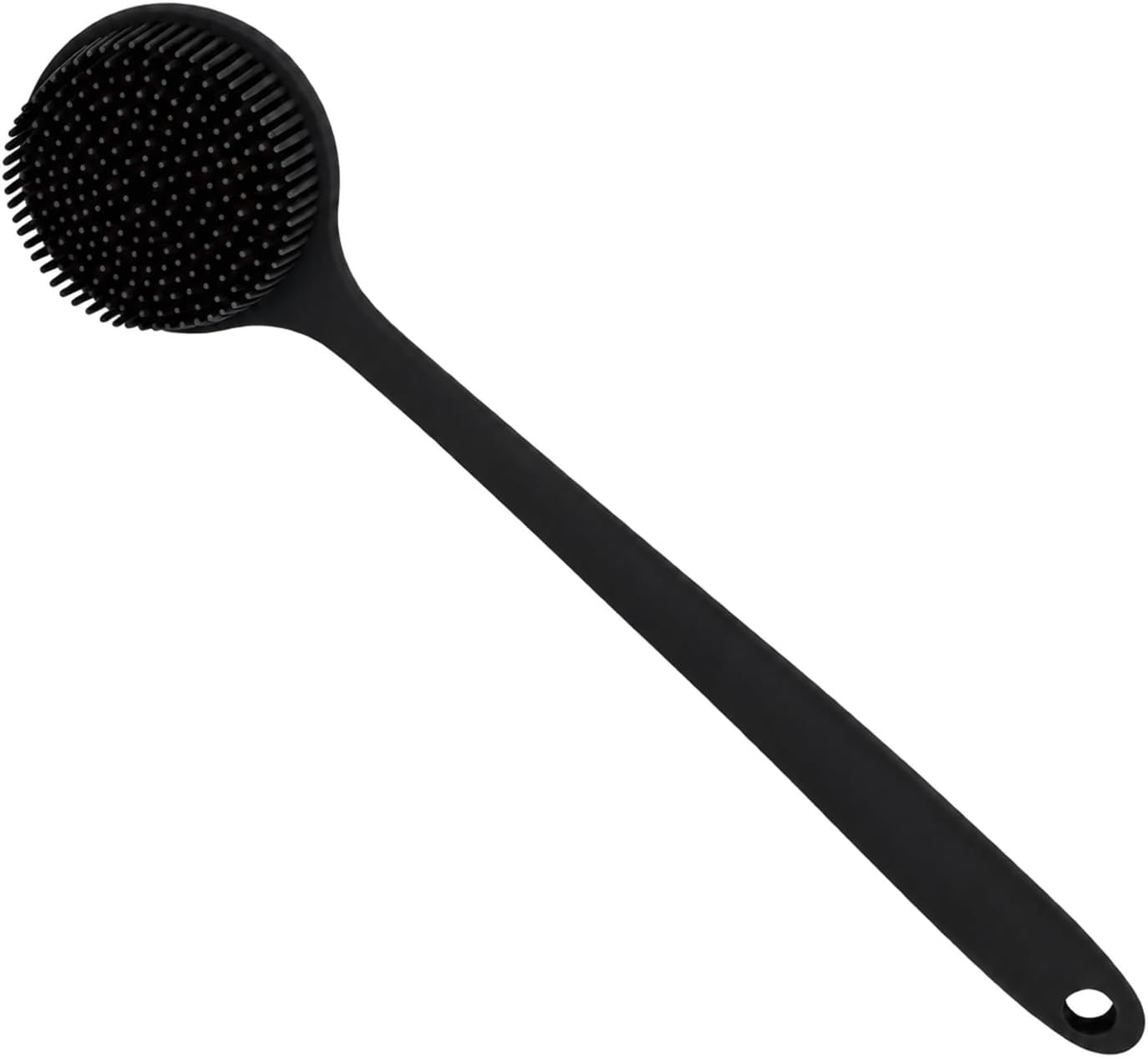 Silicone Back Scrubber for Shower, 15-Inch Long Handle Body Brush with Soft Bristles & Massage Nodes, Dual-Sided Shower Scrubber for Back, Quick Dry