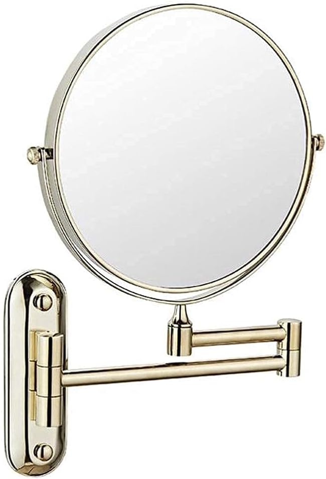 Makeup Mirror Vanity Mirror Bathroom Wall Mount Mirror, Vanity Mirror Folding Rotating Telescopic Mirror Double- Sided Magnifying Beauty Mirror Cosmet (Nickel Wire Drawing 5X) image 4