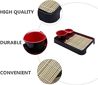 Vista 8 de Cabilock Platos de fideos japoneses de Soba con tapete de drenaje, bandeja de servir comida de estilo japonés, tabla de fideos de sopa, plato