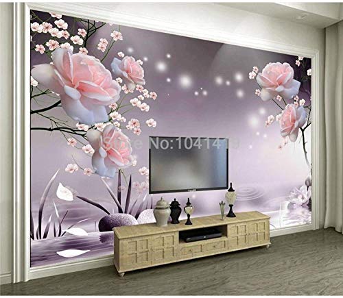 Papier peint fleur rose 3d pour transformer un mur blanc vide - 5