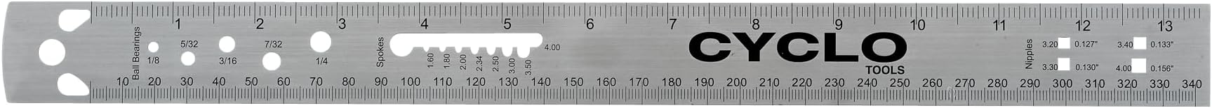CYCLO WELDTITE Spoke Ruler for Ball Bearings, Spoke & Nipple Measurements - 340 mm