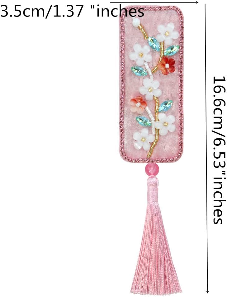 Handmade Floral Beaded Bookmark with Tassels Flower for Unique Book Reading Lovers Sewing Clothes Waist Ornament (Mix 5pieces)