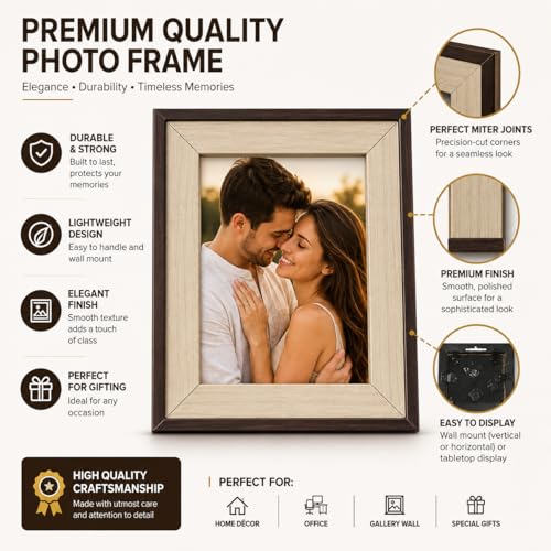 Image of Photo Frame Set of 3 - Modern Tabletop Picture Frames for Desk, Living Room & Bedroom Decor, Perfect for Wedding, Couple & Family Photos (3 x 3 inches) (Ook Wood Cofee)
