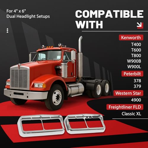 Image of HECASA Headlight Bezel w /Visor Compatible with T400 T600 T800 W900B W900L