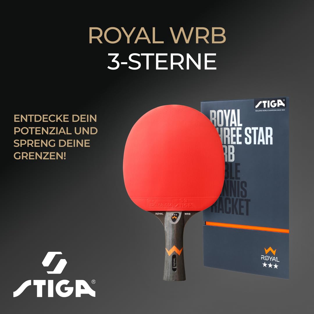 STIGA Royal WRB Tischtennisschläger - Hochleistungs-Offensivschläger mit 3-Sterne Bewertung, ITTF-zertifiziertem Belag und WRB-Technologie - Perfekt für Fortgeschrittene und Profis