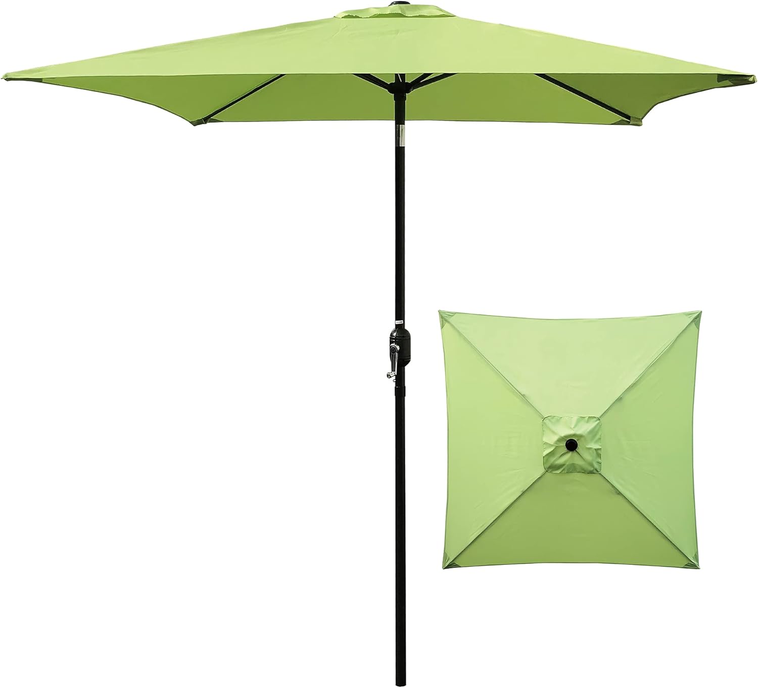 Furniture 6.5 Ft Square Market/Patio Umbrella with Tilt and Crank, Perfect for Garden, Lawn,Deck,Backyard and Pool （Green