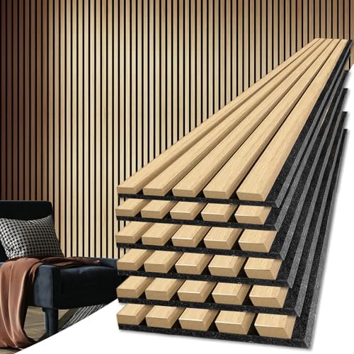Art3d 6-Pack 3D Textured Soundproof Wood Slat Wall Panel, 94.5" x...