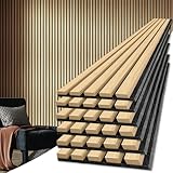 Art3d 6-Piece Wood Slat Acoustic Panels for Stylish Decor and Noise Reduction, 3D Textured Panel for Ceiling and Wall, Oak