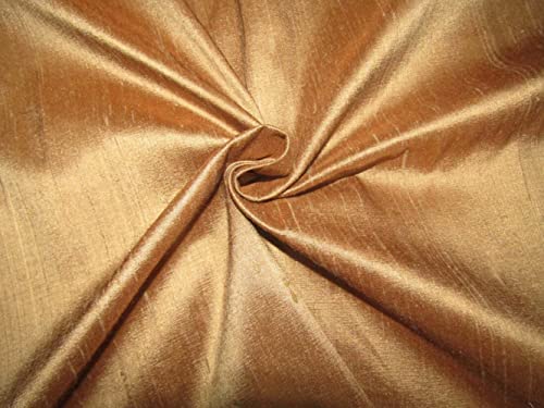 Soie pure Dupioni marron moutarde grand format pour haute couture écoresponsable