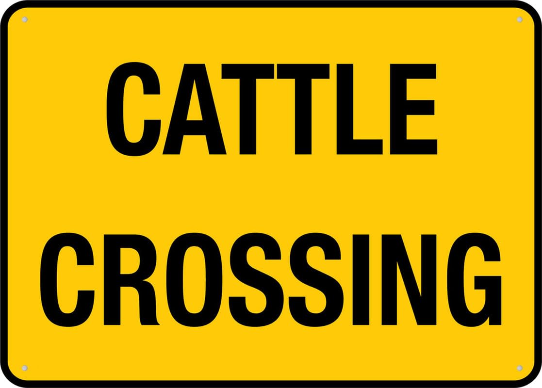 Cattle Crossing Aluminum Metal Sign 8"x12" Rust-Free For Outdoor/Home/Business/Yard Use