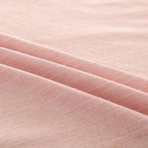 Image of Story@Home Linen King Size Bedsheet Cotton Textured Flat Sheet with 2 Pillow Covers Super Soft Bed Sheet for King Size Bed | 300 TC Solid Pattern | 250 x 270 cm | Blush Pink