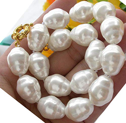 Vkwe Necklaces Pendants, Long 24'' Huge 20 Mm South Sea Freshwater White Baroque Pearl Necklace Aaa #TOP3